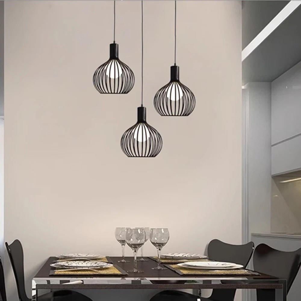 3 Lustre vintage en cage