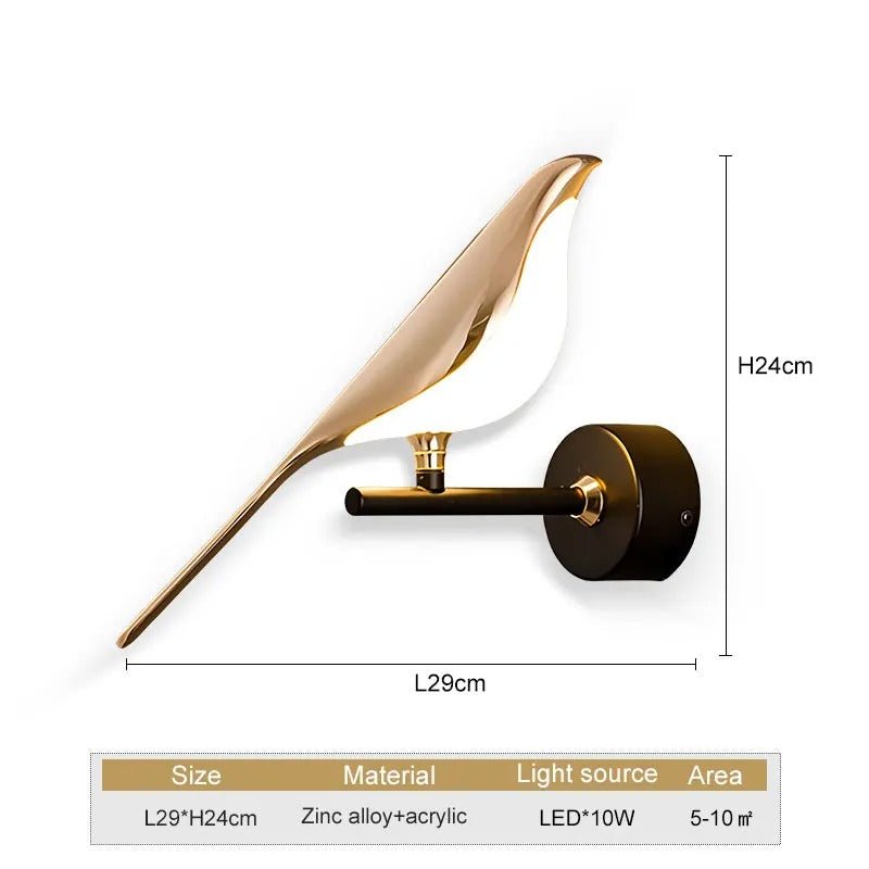 Applique murale BirdLight Or