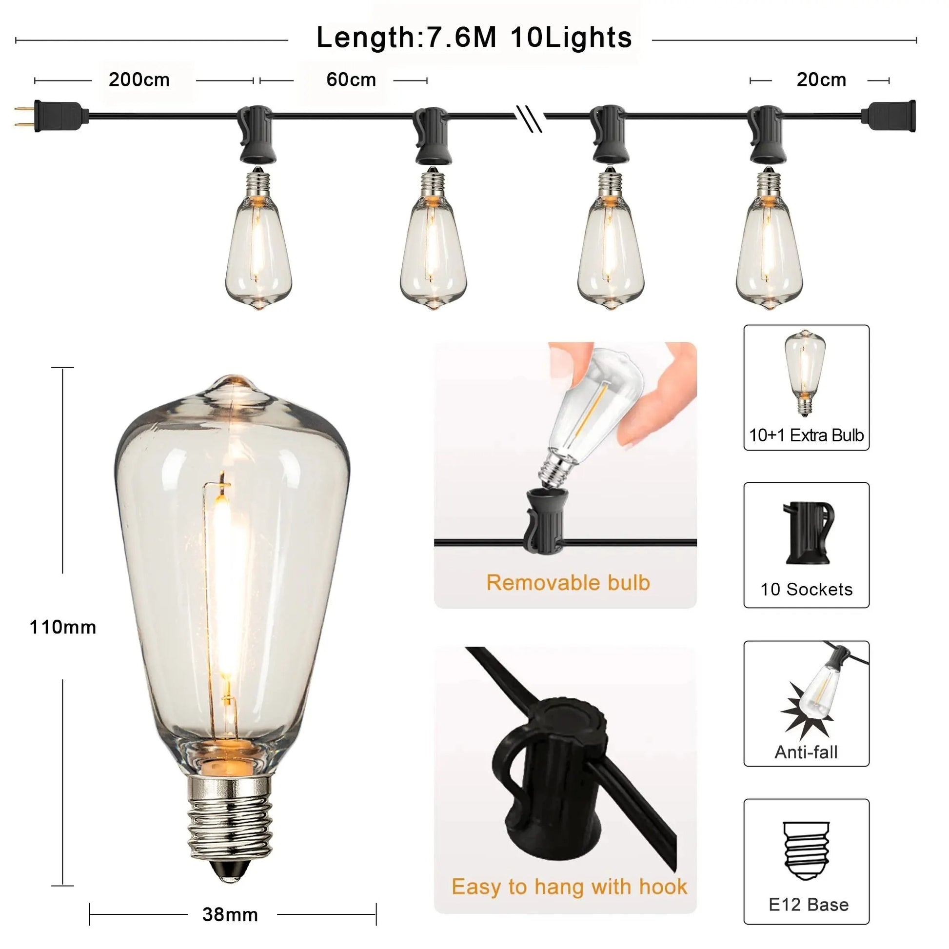 Girlande lumineuse extérieure Eclat Exterieur 7,6m