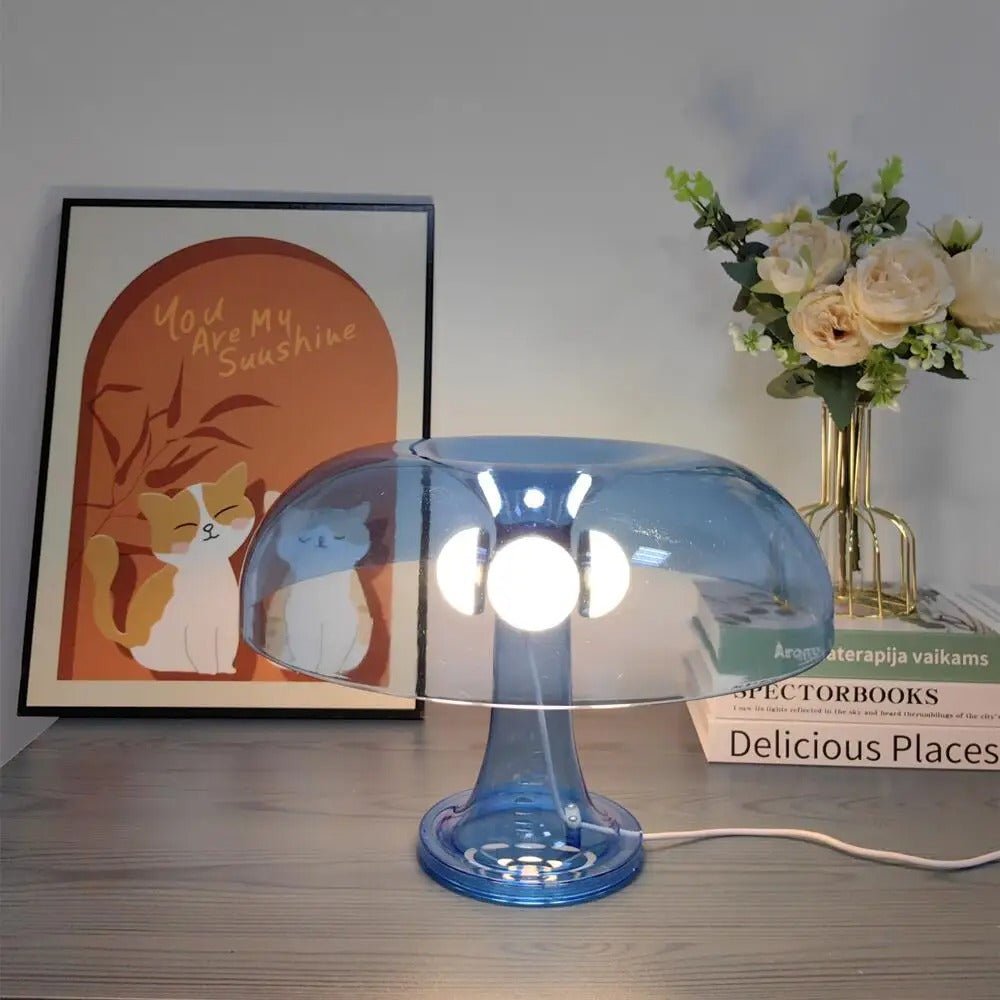 Lampe De Table MinimalistMushroomTableLamp Transparent Bleu