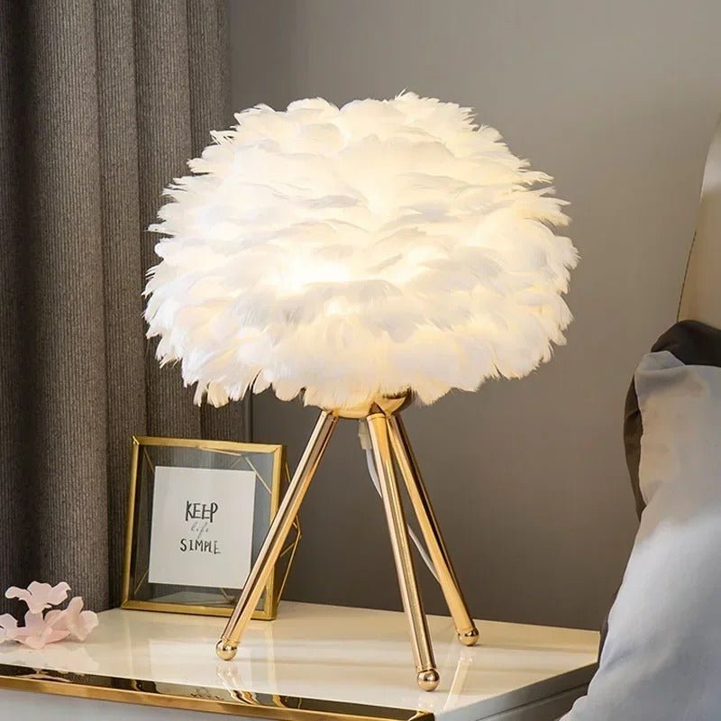 Lampe de chevet en plumes GlamLight Blanche
