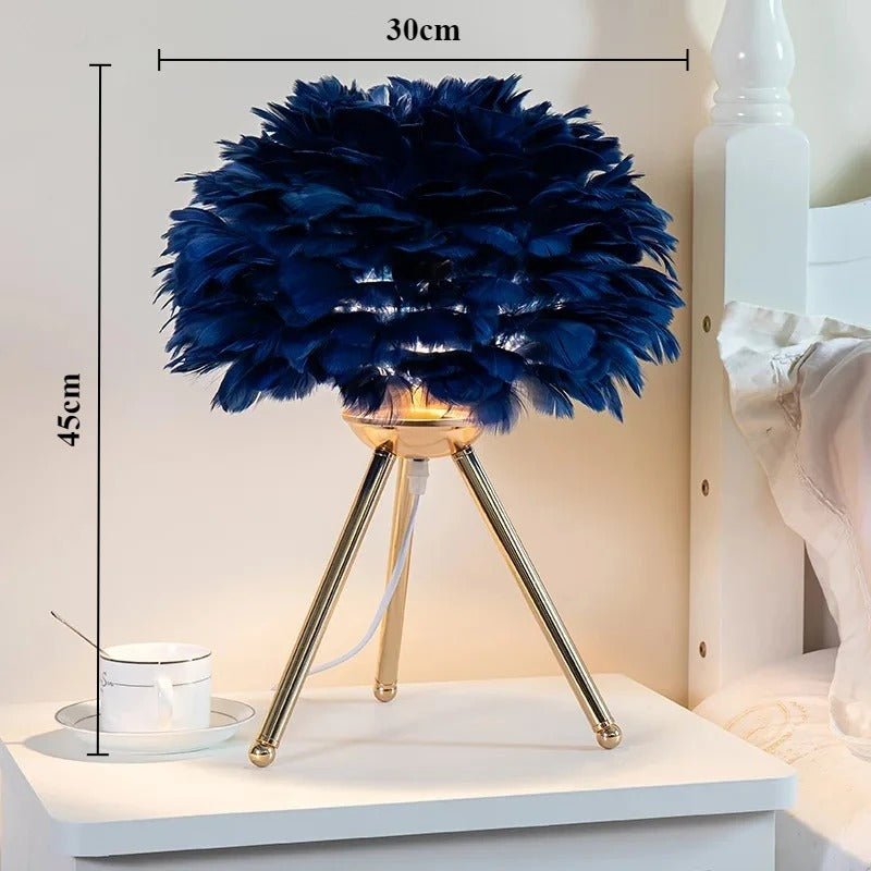 Lampe de chevet en plumes GlamLight Bleu