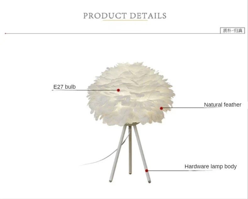 Lampe de chevet en plumes GlamLight Description