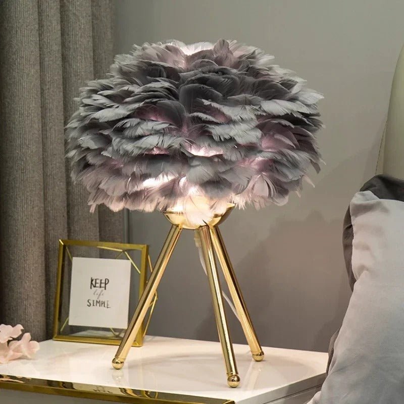 Lampe de chevet en plumes GlamLight Gris