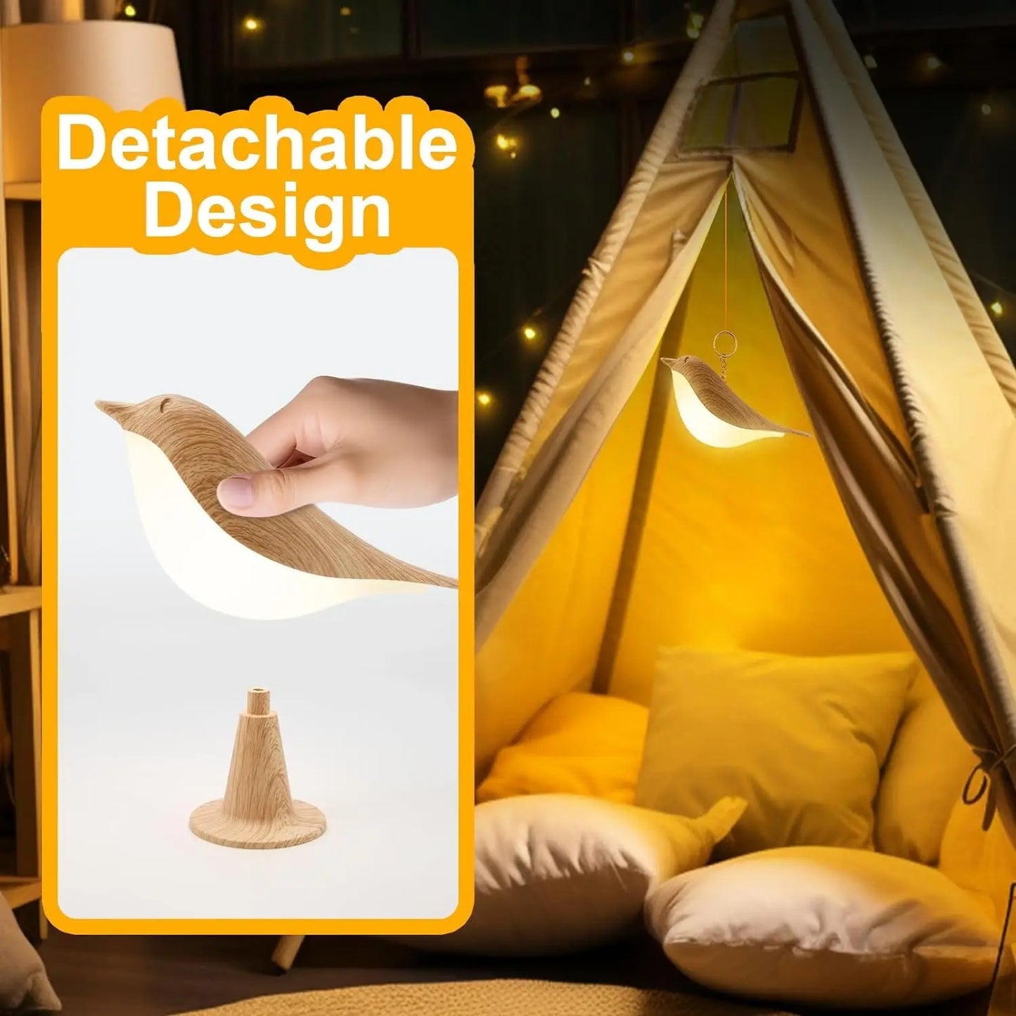 Lampe de chevet tactile oiseau camping