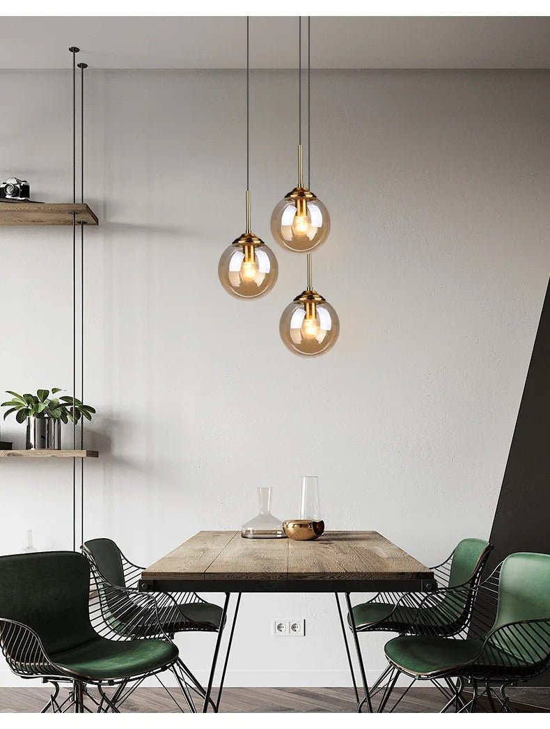 Lustre Boule de neige ambiance salle a manger