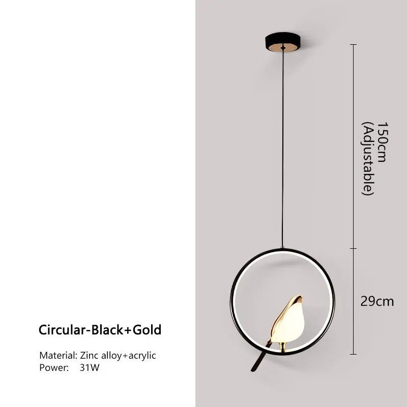 Lustre MagicBird Dore cercle noir