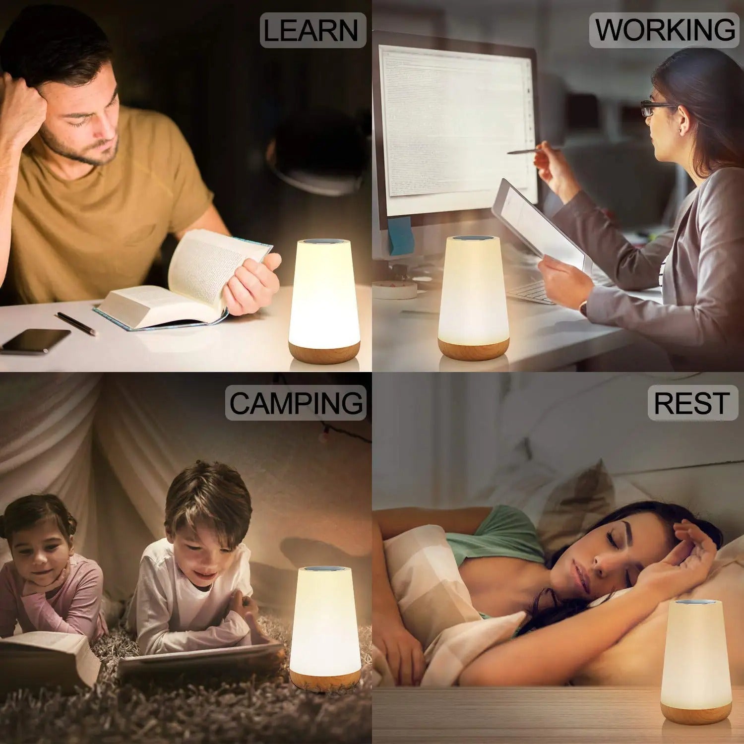 Lampe de chevet tactile intensité variable multiplace