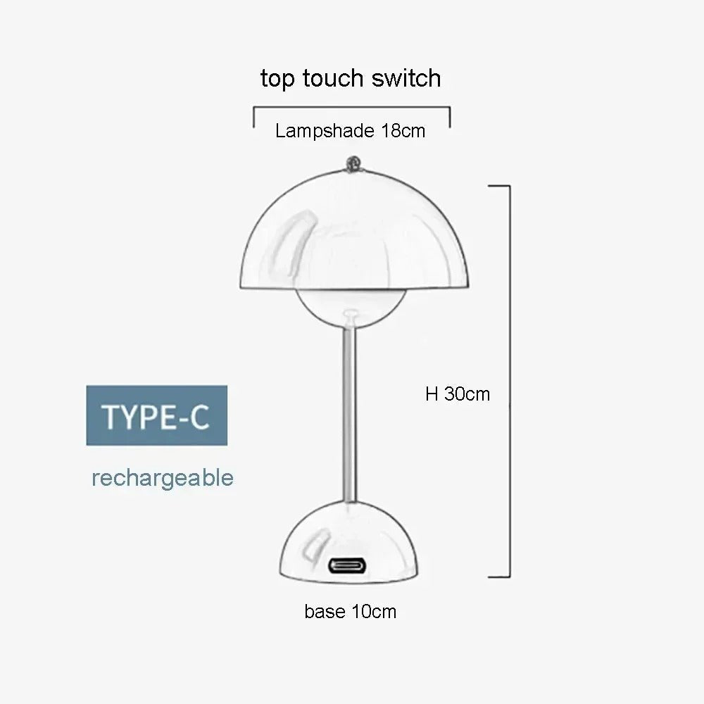 Lampe de Table Rechargeable BrightEase Dimentions