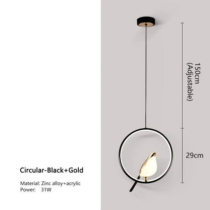 Lustre MagicBird Dore cercle noir